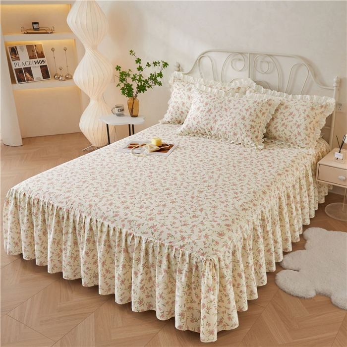 91家纺网 家纺一手货源 找家纺 十个点 2024新款小清新全棉单床裙 点点星愿