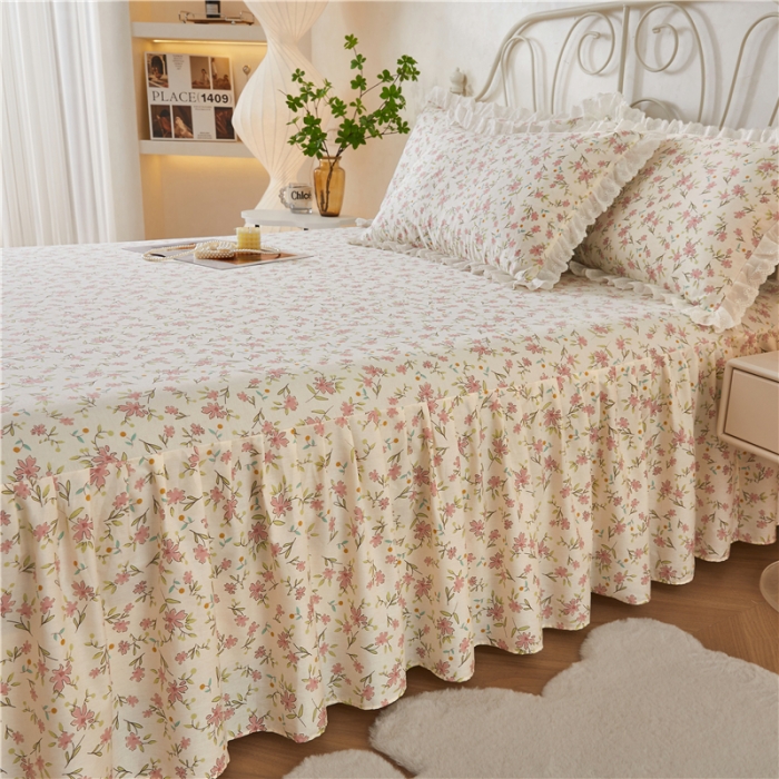 91家纺网 家纺一手货源 找家纺 十个点 2024新款小清新全棉单床裙 点点星愿