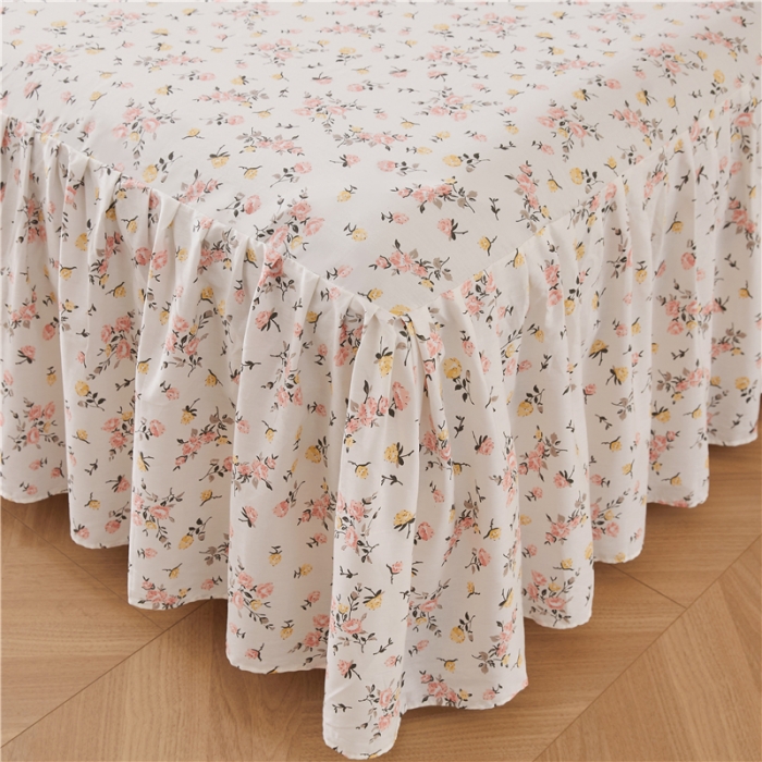 91家纺网 家纺一手货源 找家纺 十个点 2024新款小清新全棉单床裙 好事花生