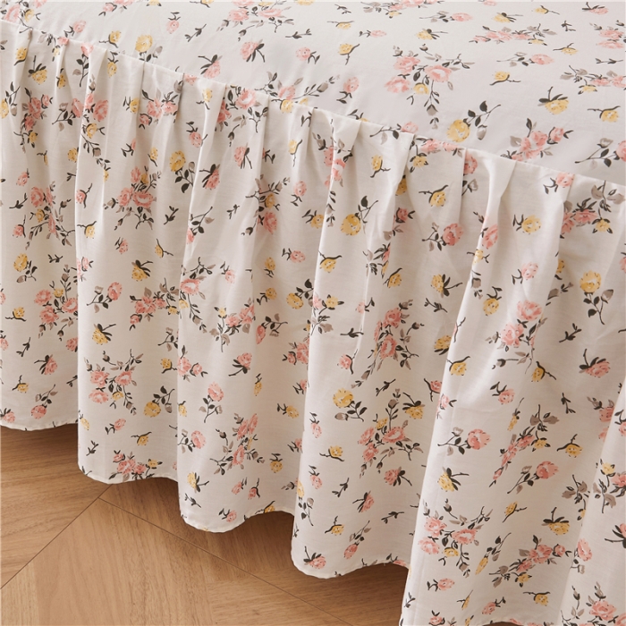 91家纺网 家纺一手货源 找家纺 十个点 2024新款小清新全棉单床裙 好事花生