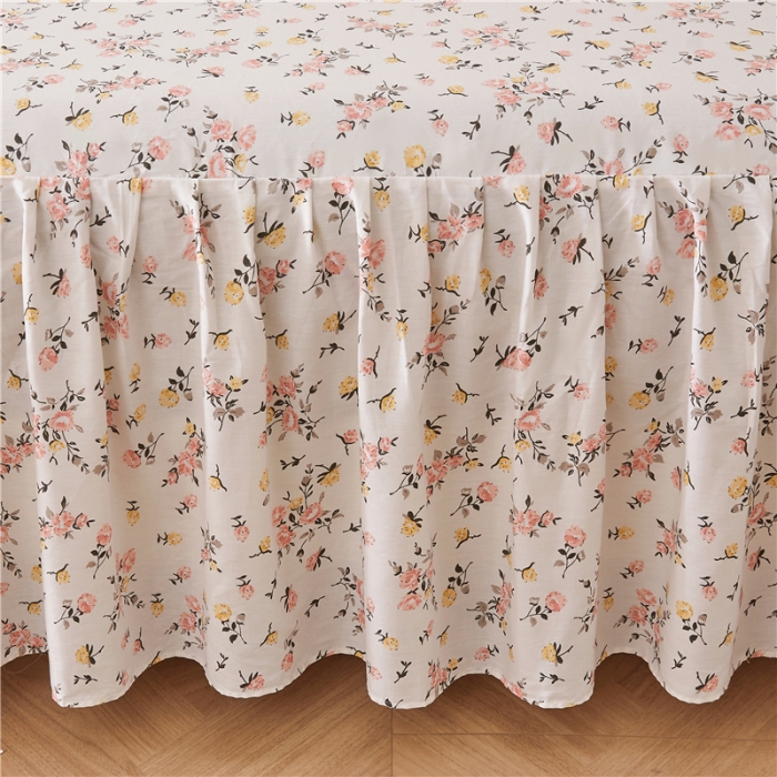 91家纺网 家纺一手货源 找家纺 十个点 2024新款小清新全棉单床裙 好事花生