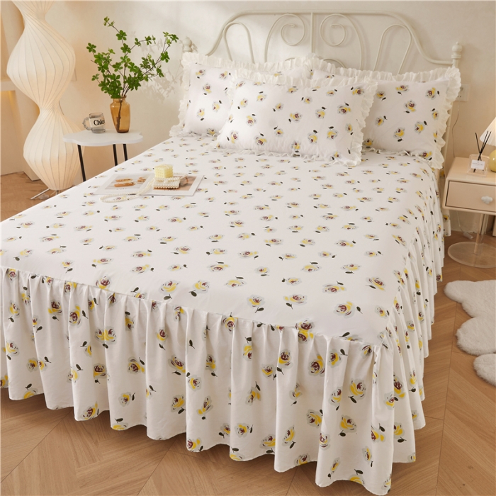 91家纺网 家纺一手货源 找家纺 十个点 2024新款小清新全棉单床裙 随心自在