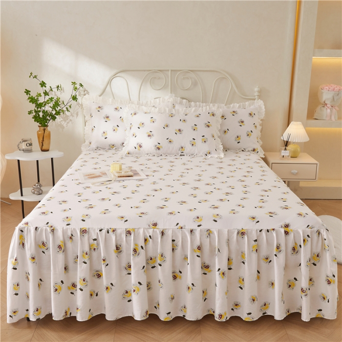 91家纺网 家纺一手货源 找家纺 十个点 2024新款小清新全棉单床裙 随心自在