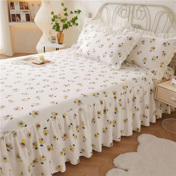 91家纺网 家纺一手货源 找家纺 十个点 2024新款小清新全棉单床裙 随心自在