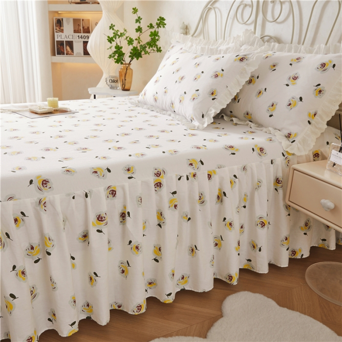 91家纺网 家纺一手货源 找家纺 十个点 2024新款小清新全棉单床裙 随心自在