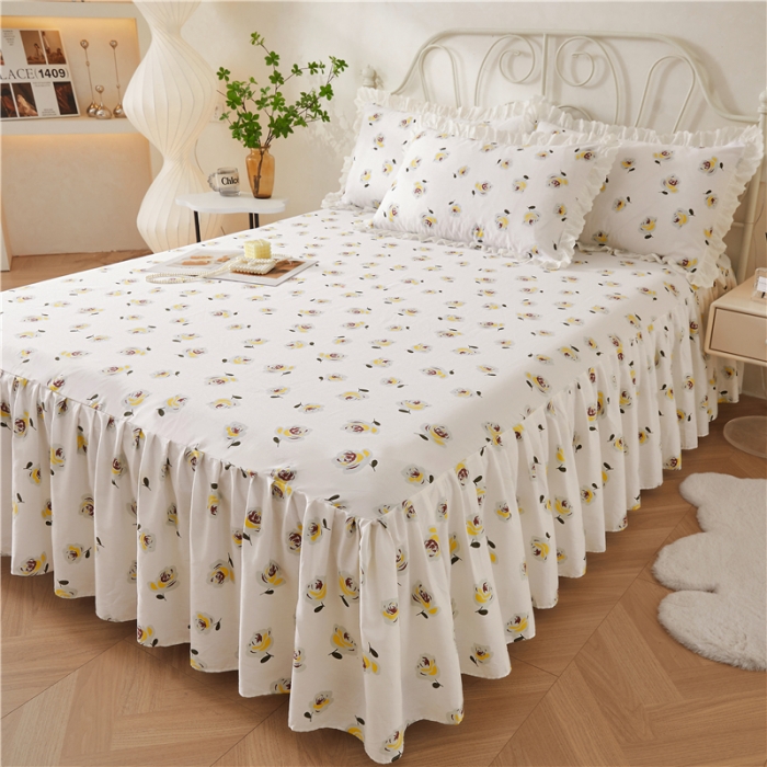 91家纺网 家纺一手货源 找家纺 十个点 2024新款小清新全棉单床裙 随心自在