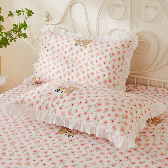 91家纺网 家纺一手货源 找家纺 十个点 2024新款小清新全棉单床裙 园丁熊