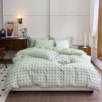 91家纺网 家纺一手货源 找家纺 由丽家纺2025年7月全工艺铂金柔棉印花床单床笠款四件套 被套放缩水 魅可-绿