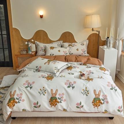 91家纺网 家纺一手货源 找家纺 由丽家纺2025年7月全工艺铂金柔棉印花床单床笠款四件套 被套放缩水 苏菲娜-米