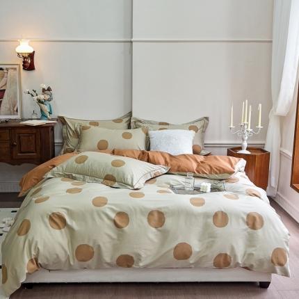 91家纺网 家纺一手货源 找家纺 由丽家纺2025年7月全工艺铂金柔棉印花床单床笠款四件套 被套放缩水 圆妙-桔