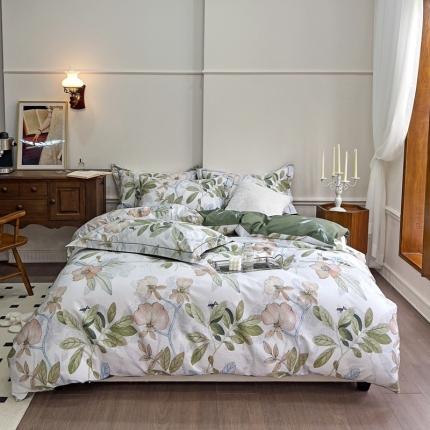 91家纺网 家纺一手货源 找家纺 由丽家纺2025年7月全工艺铂金柔棉印花床单床笠款四件套 被套放缩水 月韵-白