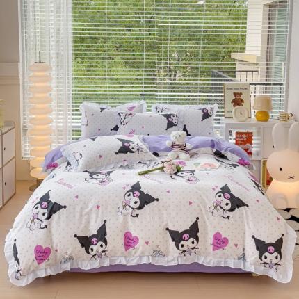 91家纺网 家纺一手货源 找家纺 （总）桃子 2023新款三丽鸥正版授权韩版花边少女纯棉系列四件套