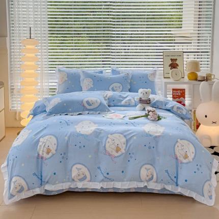 桃子 2023新款三丽鸥正版授权韩版花边少女纯棉系列四件套 棉花边-快乐玉桂狗