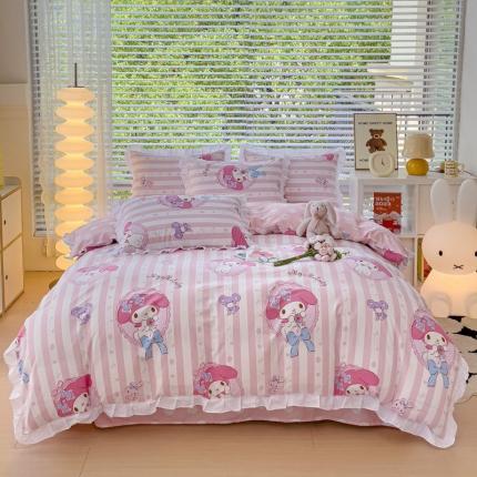 桃子 2023新款三丽鸥正版授权韩版花边少女纯棉系列四件套 棉花边-美心美乐蒂