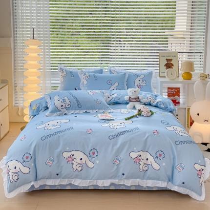 桃子 2023新款三丽鸥正版授权韩版花边少女纯棉系列四件套 棉花边-甜点玉桂狗