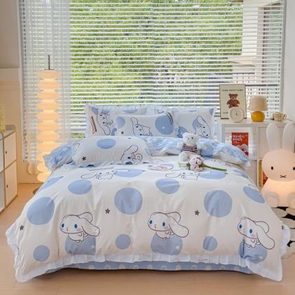 桃子 2023新款三丽鸥正版授权韩版花边少女纯棉系列四件套 棉花边-圆点玉桂狗