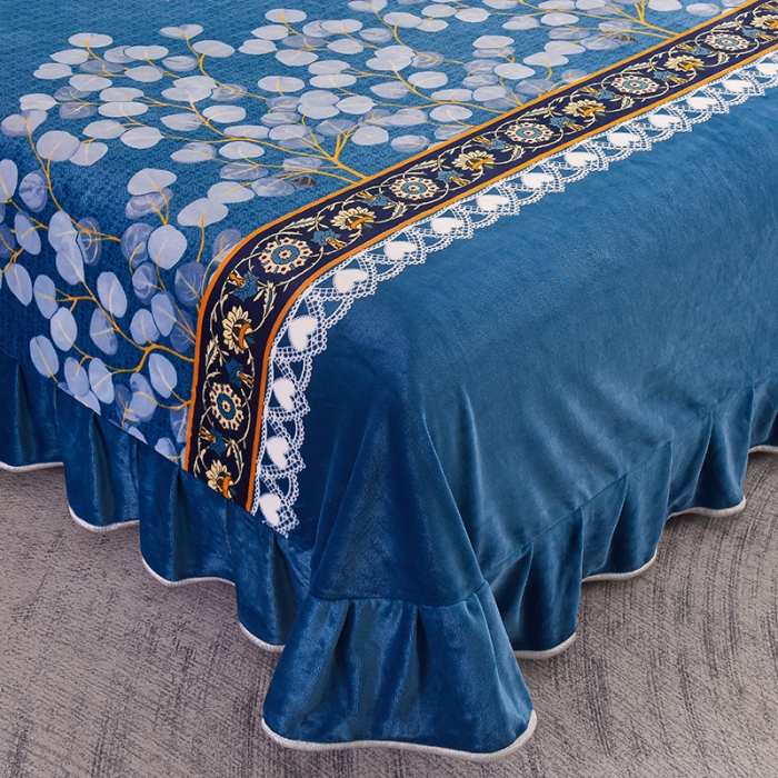 91家纺网 家纺一手货源 找家纺 芯诗曼2025新款8.5斤直播热款高克重牛奶绒法莱绒水晶金貂法莱绒四件套 叶叶相思