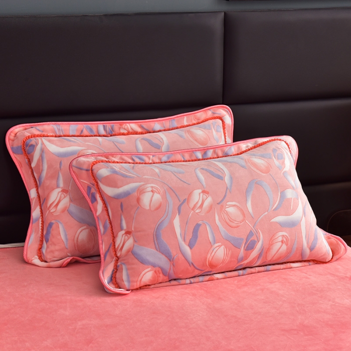 91家纺网 家纺一手货源 找家纺 芯诗曼2025新款8.5斤直播热款高克重牛奶绒法莱绒水晶金貂法莱绒四件套 郁金香