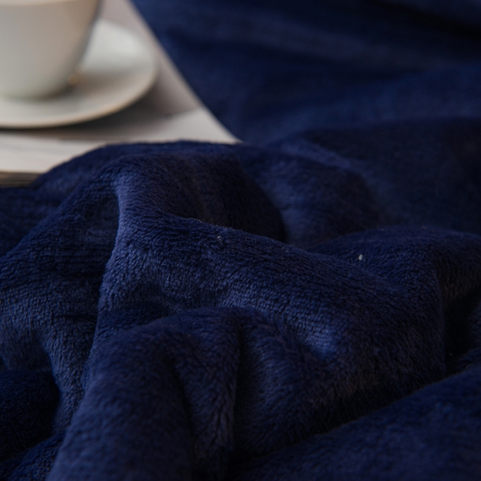 91家纺网 家纺一手货源 找家纺 简爱 2025新款法莱绒羊羔绒多功能被套毯 藏青