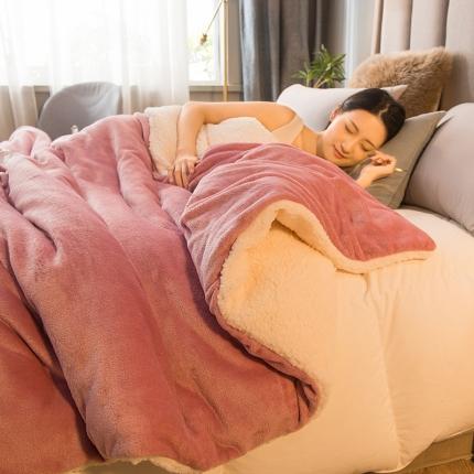 简爱 2025新款法莱绒羊羔绒多功能被套毯 豆沙