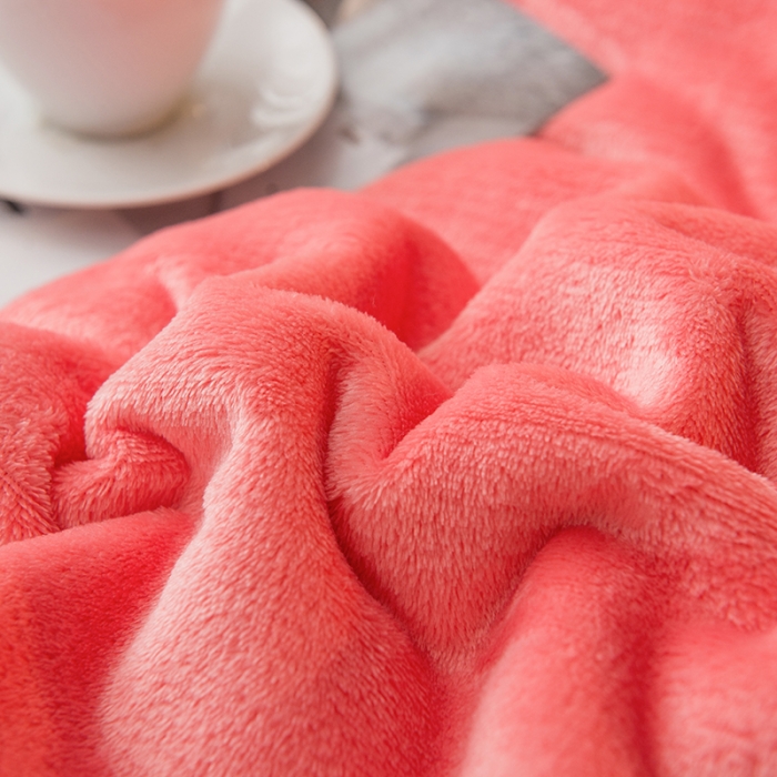91家纺网 家纺一手货源 找家纺 简爱 2025新款法莱绒羊羔绒多功能被套毯 夕阳红