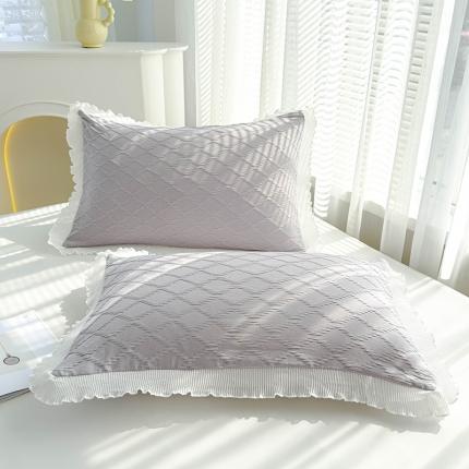 蓝冰家纺 2023新款A类泡泡纱提花枕套 魅惑紫