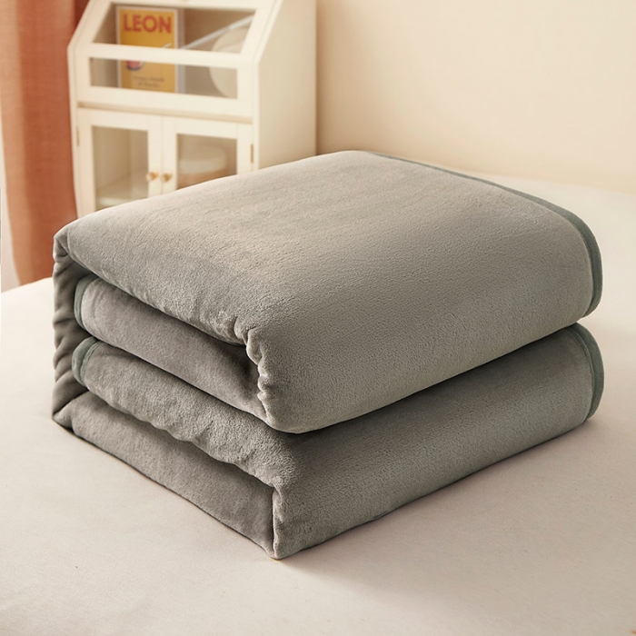 91家纺网 家纺一手货源 找家纺 肖恩毯业 2025新款纯色雪貂绒毛毯沙发盖毯午睡毯子 雪貂-灰色