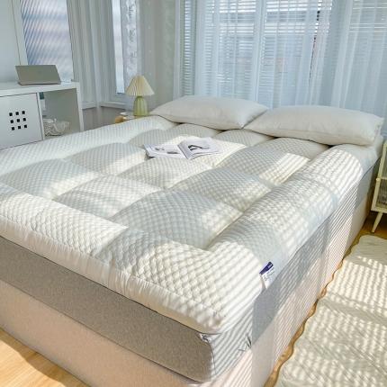 91家纺网 家纺一手货源 找家纺 蓝冰2023新款水立方按摩床垫家用榻榻米垫学生宿舍床垫地铺垫背 纯色白