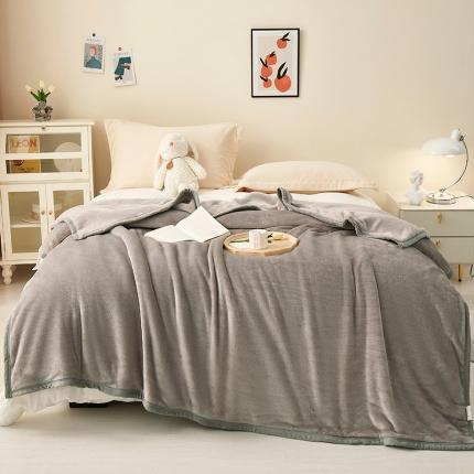 坦客毯业 2023新款纯色雪貂绒毛毯沙发盖毯午睡毯子 雪貂-灰色
