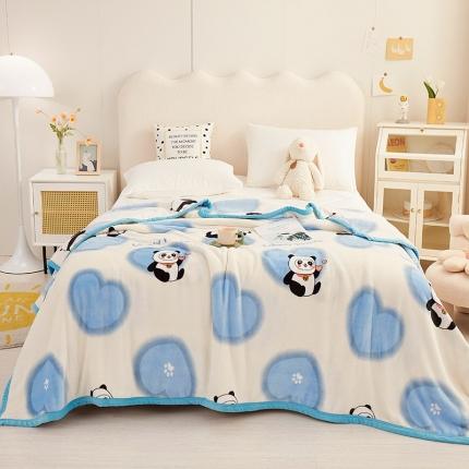 坦客毯业 2023新款印花雪貂绒毛毯沙发盖毯午睡毯子 可爱熊猫