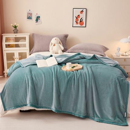 坦客毯业 2023新款印花雪貂绒毛毯沙发盖毯午睡毯子 雪貂-水绿