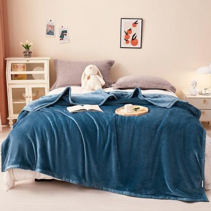 坦客毯业 2023新款印花雪貂绒毛毯沙发盖毯午睡毯子 雪貂-蔚蓝
