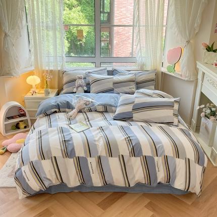 91家纺网 家纺一手货源 找家纺 麦伦家居 2023新款全棉简约个性北欧系列四件套-第 一组 线条秘境