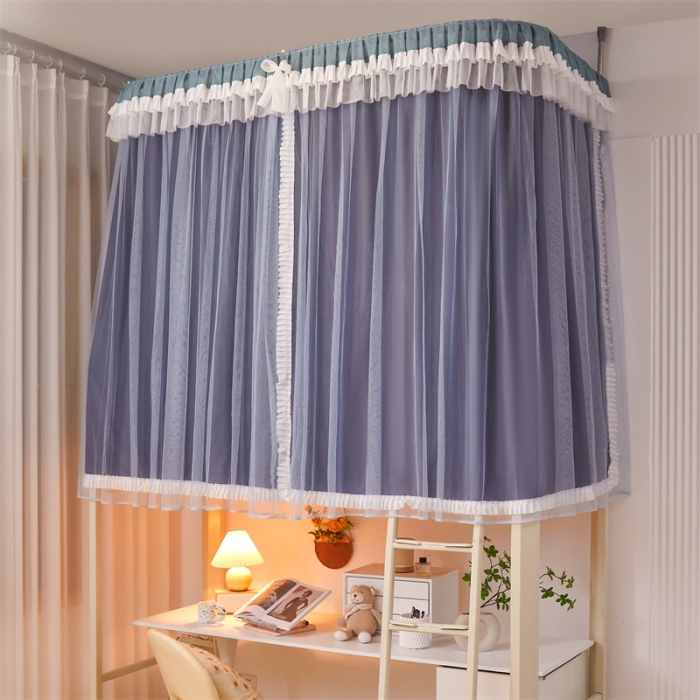 91家纺网 家纺一手货源 找家纺 迪凡保罗 2025新款2323天地杆铝合金导轨涂银强遮光学生蚊帐 藏青色