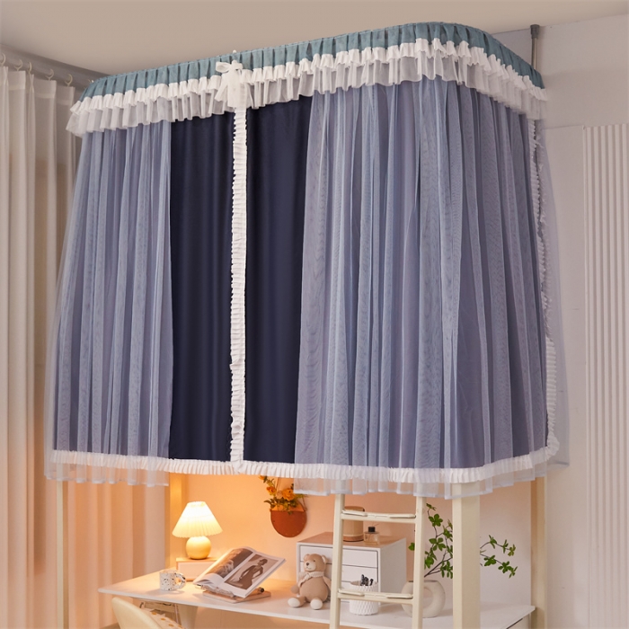 91家纺网 家纺一手货源 找家纺 迪凡保罗 2025新款2323天地杆铝合金导轨涂银强遮光学生蚊帐 藏青色