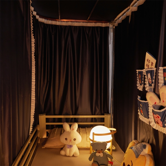 91家纺网 家纺一手货源 找家纺 迪凡保罗 2025新款2323天地杆铝合金导轨涂银强遮光学生蚊帐 藏青色