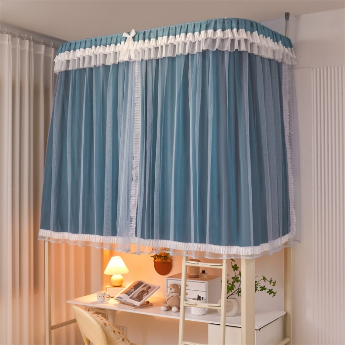 91家纺网 家纺一手货源 找家纺 迪凡保罗 2025新款2323天地杆铝合金导轨涂银强遮光学生蚊帐 海岛蓝