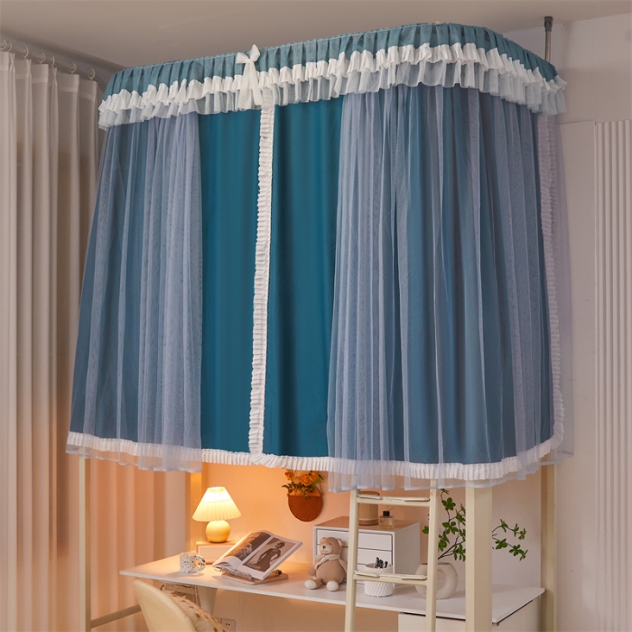 91家纺网 家纺一手货源 找家纺 迪凡保罗 2025新款2323天地杆铝合金导轨涂银强遮光学生蚊帐 海岛蓝