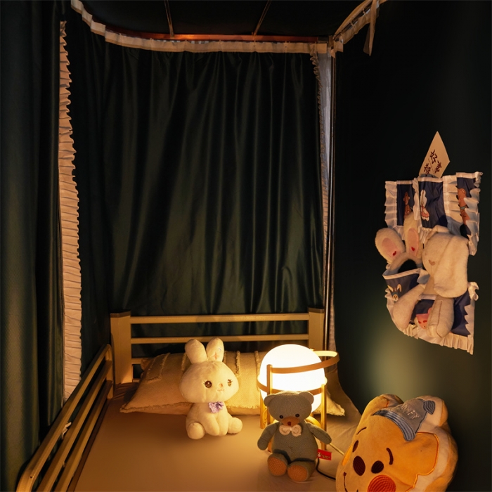 91家纺网 家纺一手货源 找家纺 迪凡保罗 2025新款2323天地杆铝合金导轨涂银强遮光学生蚊帐 海岛蓝