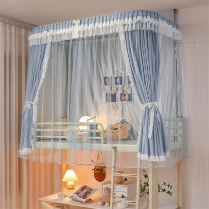 迪凡保罗 2025新款2323天地杆铝合金导轨涂银强遮光学生蚊帐 浅灰色