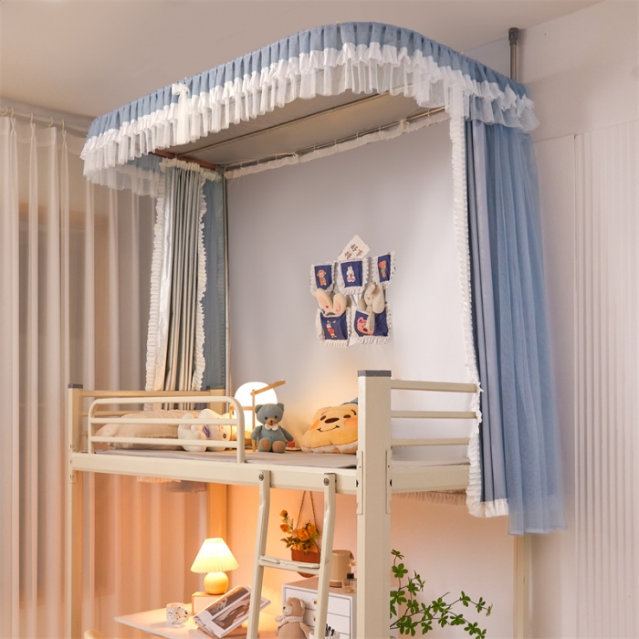 91家纺网 家纺一手货源 找家纺 迪凡保罗 2025新款2323天地杆铝合金导轨涂银强遮光学生蚊帐 浅灰色