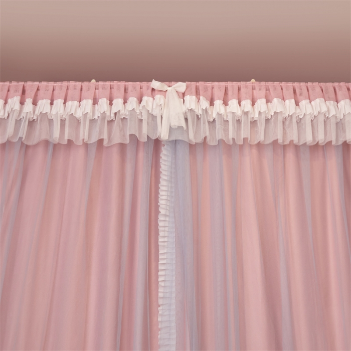 91家纺网 家纺一手货源 找家纺 迪凡保罗 2025新款2323天地杆铝合金导轨涂银强遮光学生蚊帐 樱花粉