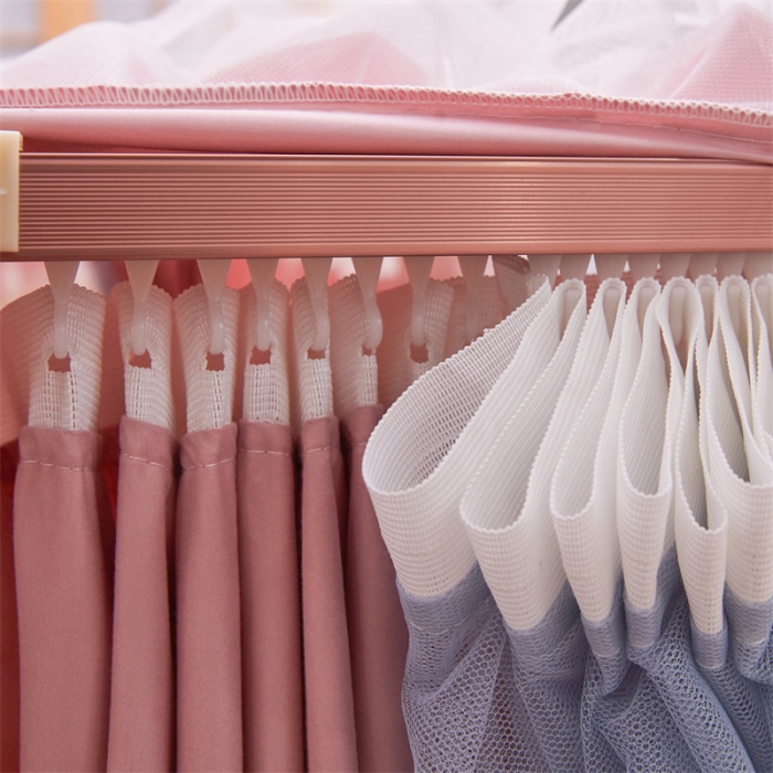 91家纺网 家纺一手货源 找家纺 迪凡保罗 2025新款2323天地杆铝合金导轨涂银强遮光学生蚊帐 樱花粉