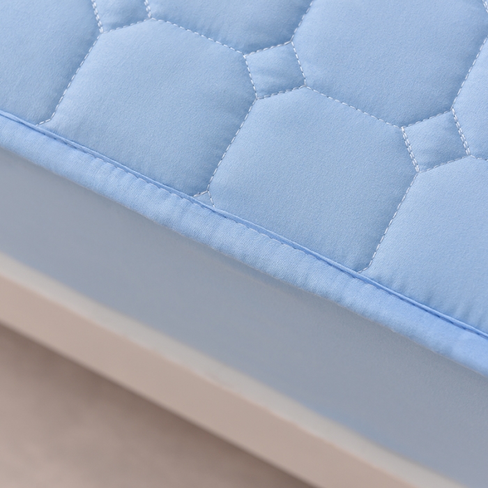 91家纺网 家纺一手货源 找家纺 富威堡家纺 2023新款原棉H标刺绣棉花床笠 刺绣-蓝