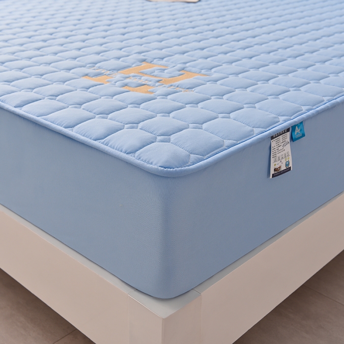 91家纺网 家纺一手货源 找家纺 富威堡家纺 2023新款原棉H标刺绣棉花床笠 刺绣-蓝