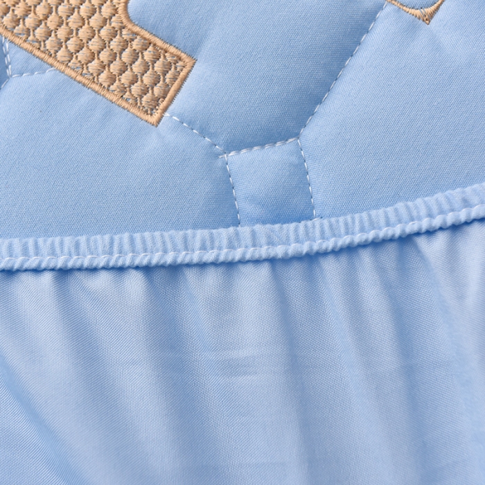 91家纺网 家纺一手货源 找家纺 富威堡家纺 2023新款原棉H标刺绣棉花床笠 刺绣-蓝