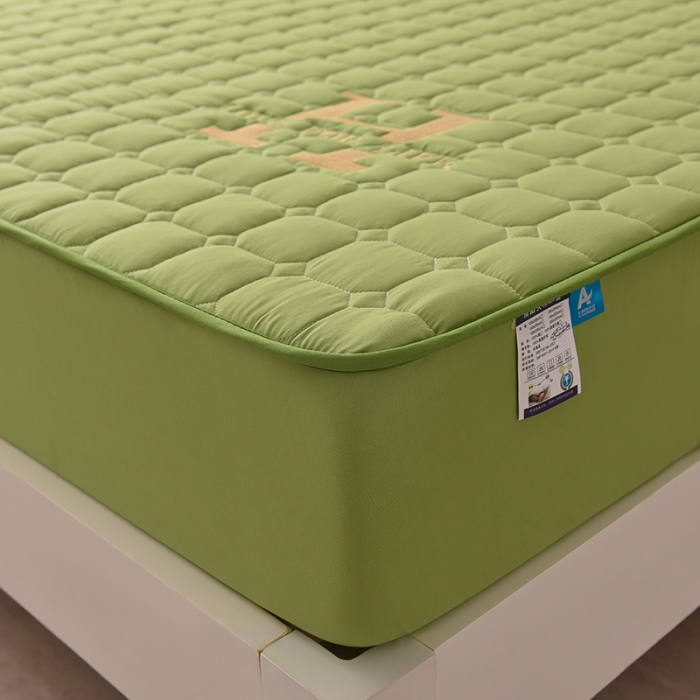 91家纺网 家纺一手货源 找家纺 富威堡家纺 2023新款原棉H标刺绣棉花床笠 刺绣-绿