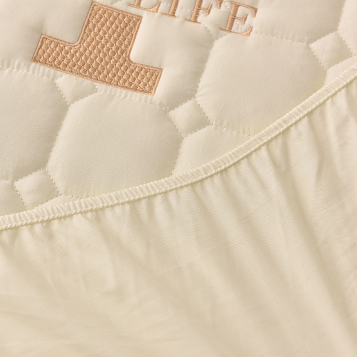 91家纺网 家纺一手货源 找家纺 富威堡家纺 2023新款原棉H标刺绣棉花床笠 刺绣-米白