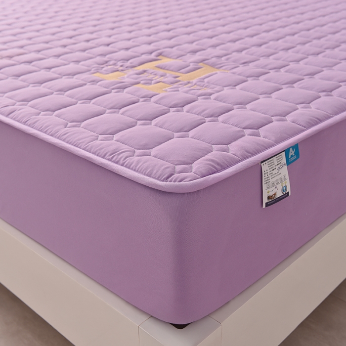 91家纺网 家纺一手货源 找家纺 富威堡家纺 2023新款原棉H标刺绣棉花床笠 刺绣-紫