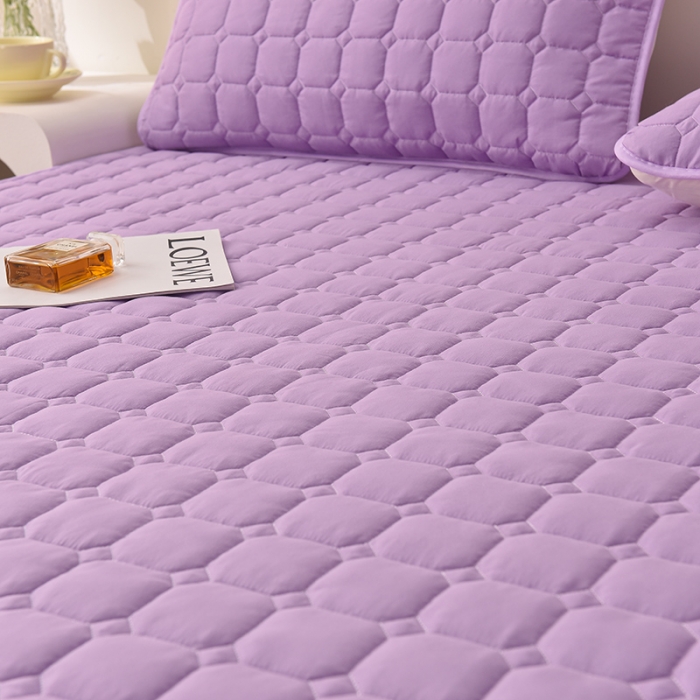 91家纺网 家纺一手货源 找家纺 富威堡家纺 2023新款原棉H标刺绣棉花床笠 刺绣-紫